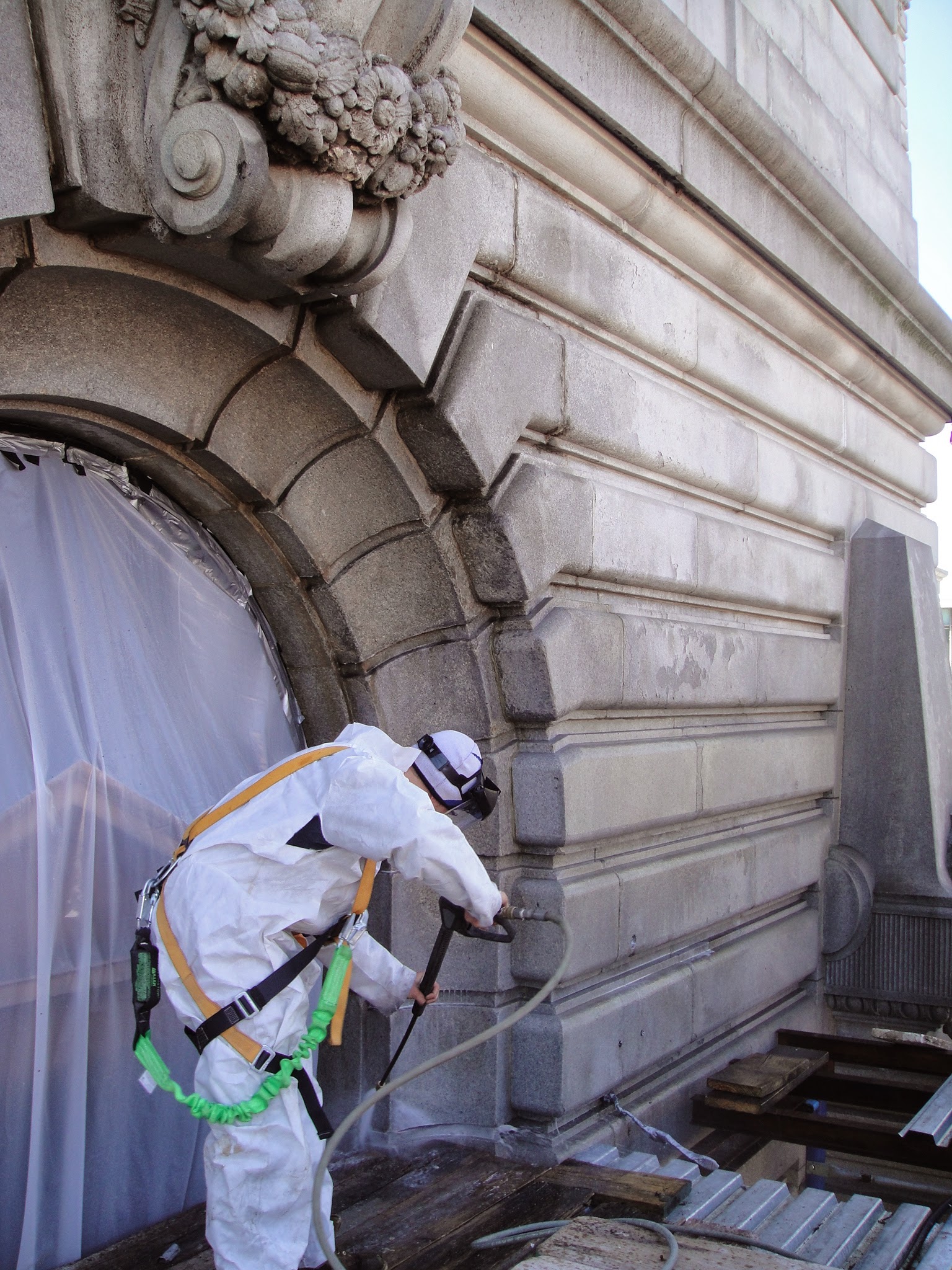 Historic stone cleaning detail